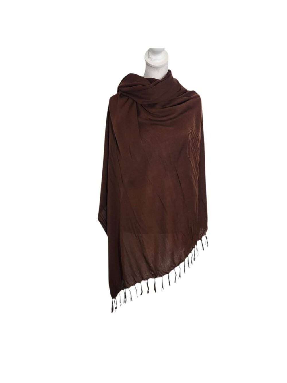 Dark Brown Lightweight Fringe Scarf Wrap 40 x 65